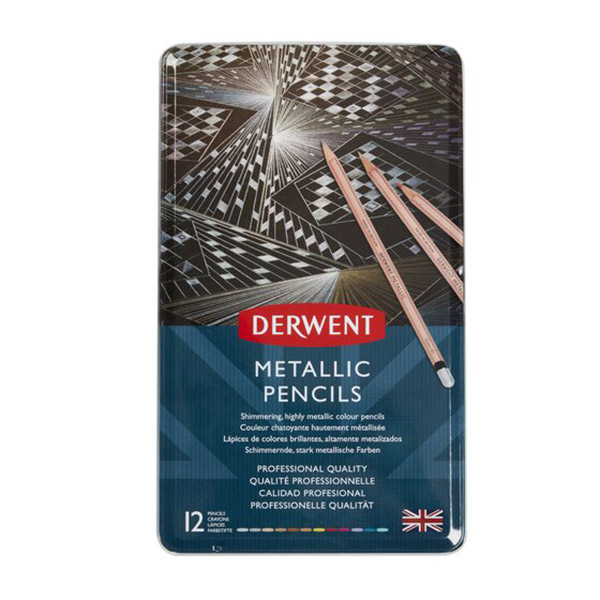 Derwent Metallic Pencils Tin of 12 Turners Art Supplies